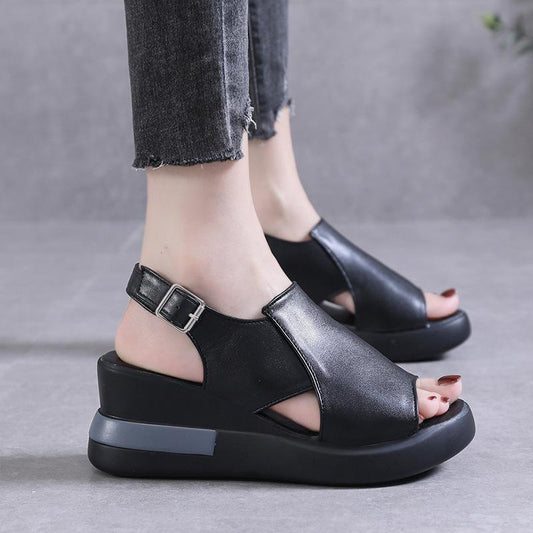 ❤️Keilsandalen für Damen – einfarbig, offene Zehenpartie